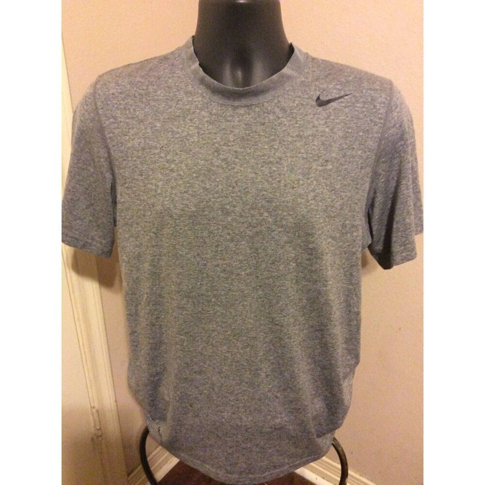 Men’s Nike Dri-Fit Logo Shirt Heather Gray Size Medium M Polyester Short Sleeve - Picture 1 of 11
